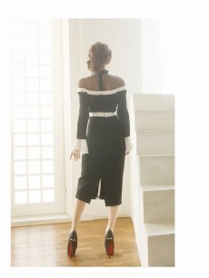 画像3: 膝丈 ハイネック ベルスリーブ 長袖 モノトーン Belsia(S/M/L)(ブラック) (3)