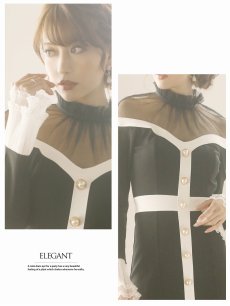 画像4: 膝丈 ハイネック ベルスリーブ 長袖 モノトーン Belsia(S/M/L)(ブラック) (4)
