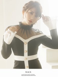 画像5: 膝丈 ハイネック ベルスリーブ 長袖 モノトーン Belsia(S/M/L)(ブラック) (5)