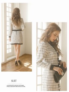 画像5: ミックスツイードスーツ 式スーツ 上品 フォーマルスーツ パーティー Belsia(S/M)(ホワイト) (5)