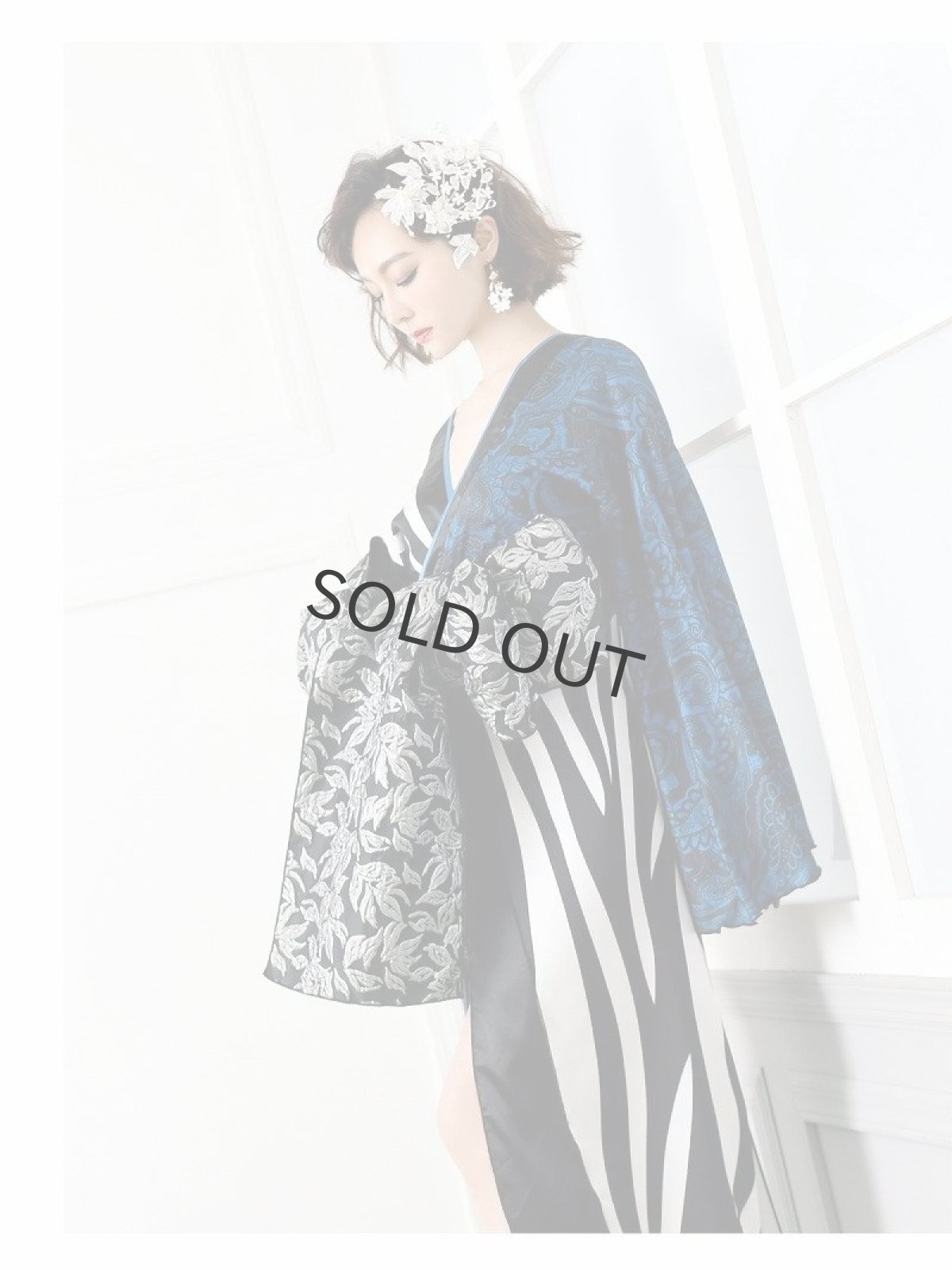 画像5: 花魁 盛り帯 和装 大きいサイズ ペイズリー柄 流遊(S/M/L/XL/XXL)(ブルー) (5)