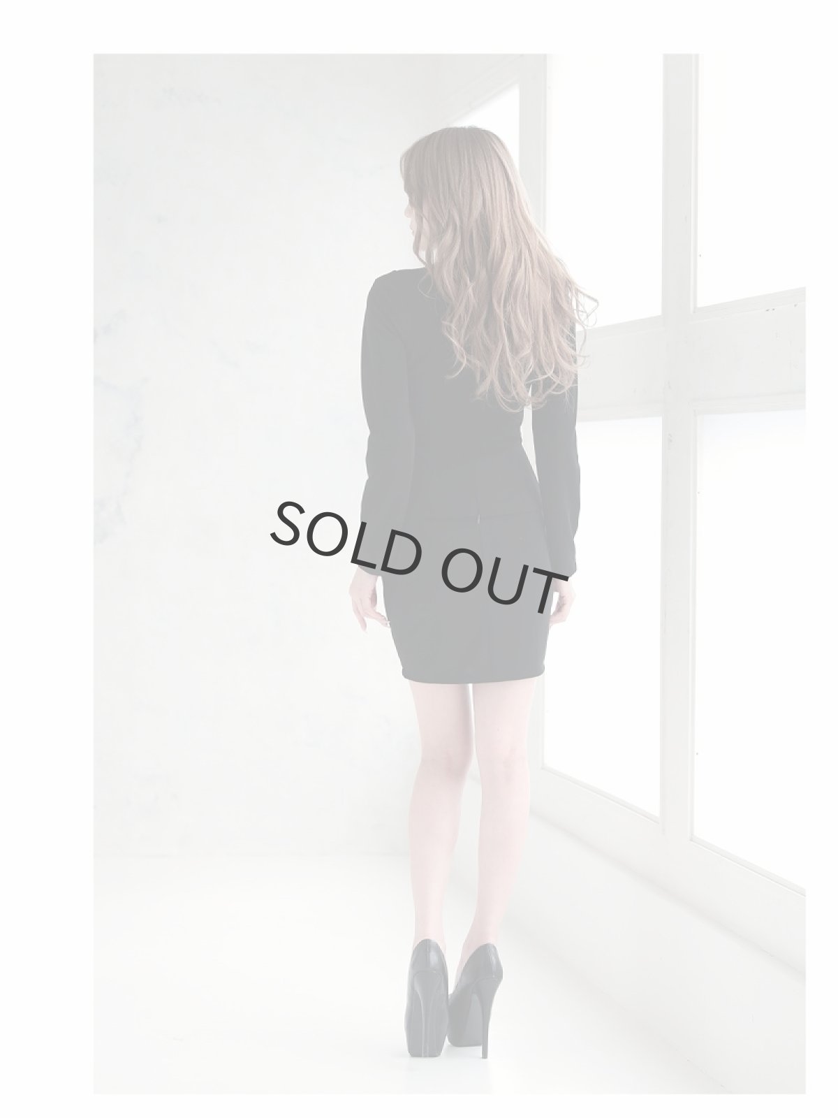 画像4: セットアップ フォーマルスーツ フェイクジャケット 長袖 アシンメトリー Belsia(S/M/L/XL)(ブラック) (4)