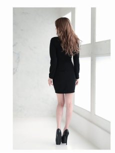 画像4: セットアップ フォーマルスーツ フェイクジャケット 長袖 アシンメトリー Belsia(S/M/L/XL)(ブラック) (4)