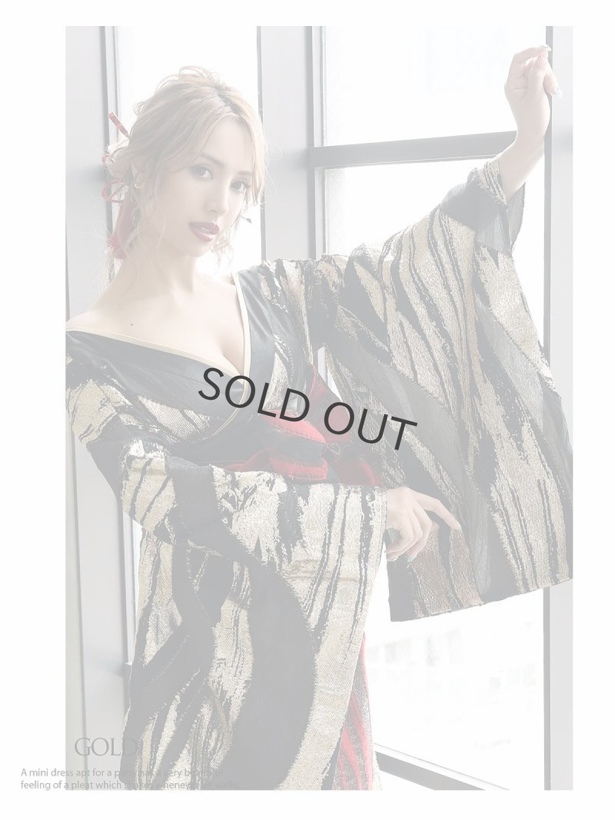 画像2: 透け ジャガード ゼブラ柄 谷間魅せ シアー 流遊(S/M/L/XL)(レッド/ゴールド) (2)