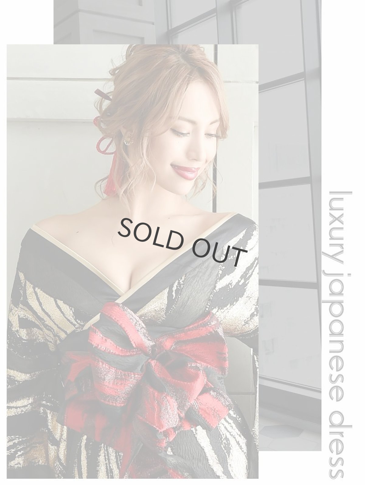 画像3: 透け ジャガード ゼブラ柄 谷間魅せ シアー 流遊(S/M/L/XL)(レッド/ゴールド) (3)