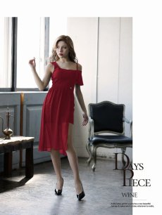 画像3: キャバドレス ミニ ワンカラー レイヤード アシンメトリー ワンショル トレンド DaysPiece(S/M/L)(ブラック/ワイン) (3)