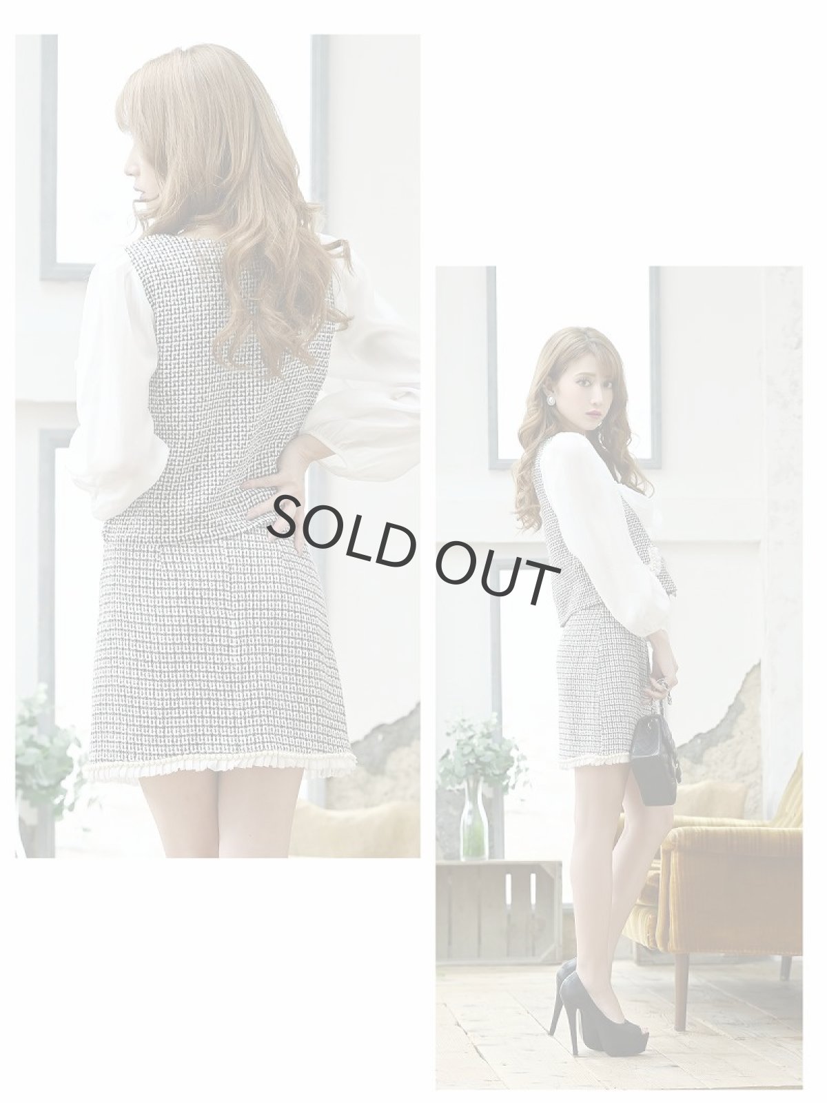 画像3: キャバドレス セットアップ お得 ボウタイリボン ボリューム袖 Belsia(S/M/L)(ブラック) (3)