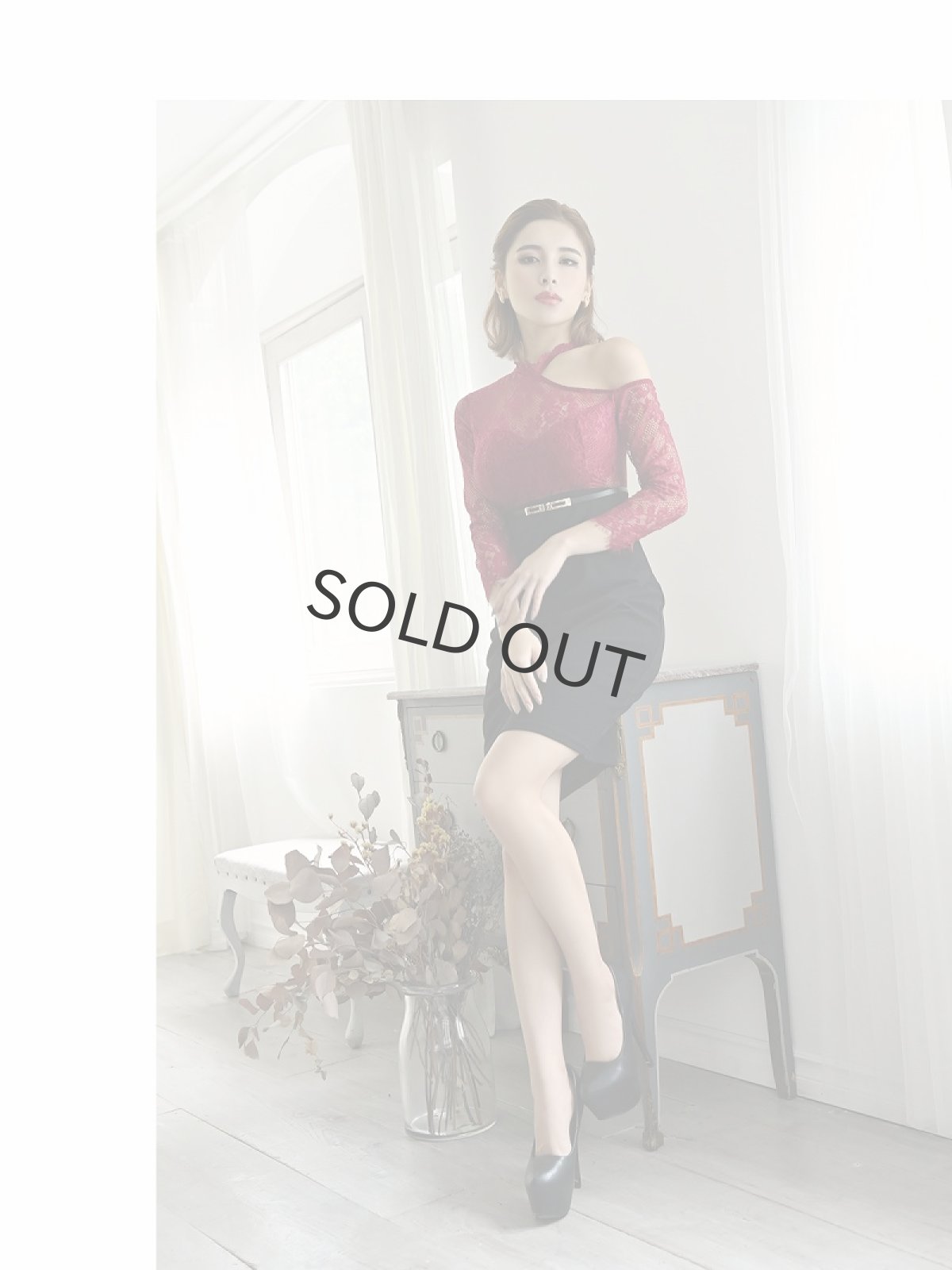 画像2: ビスチェ風 パッド付き ワンショルダー バイカラー シースルー DaysPiece(S/M/L)(ワイン/ネイビー) (2)