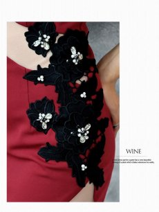 画像3: カットアウト メッシュ シアー ワンショルダー フラワー刺繍 Ryuyu(S/M/L)(ワイン/ブルー) (3)