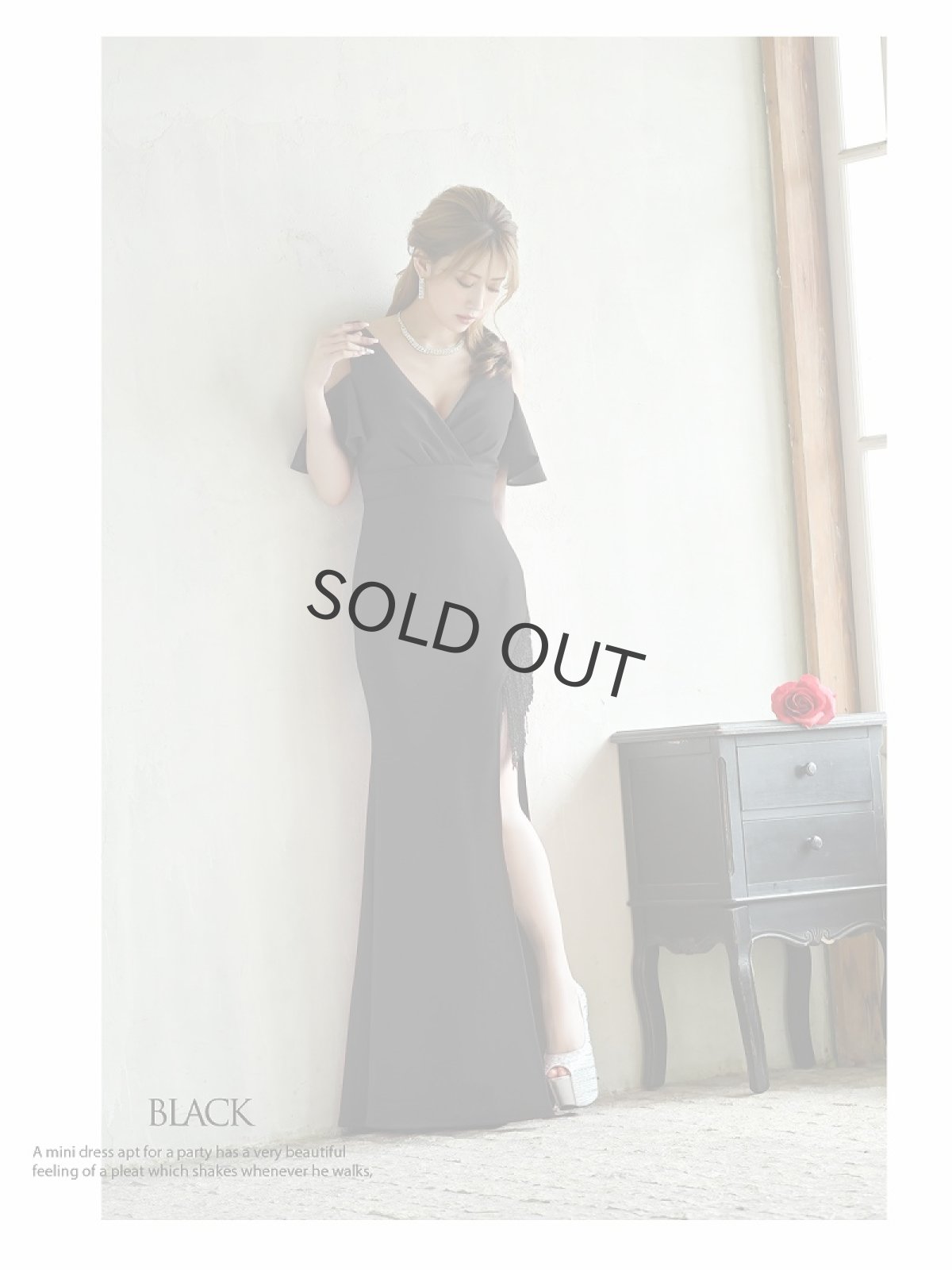 画像5: オープンショルダー スリット カシュクール ストレッチ ワンカラー Belsia(S/M/L)(ブラック/レッド/ホワイト) (5)