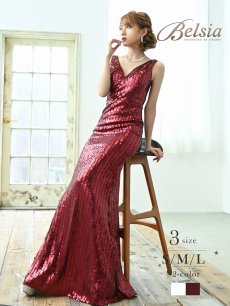 画像1: キャバドレス ロングドレス 主役ドレス スパンコール マーメイド Belsia(S/M/L)(ワイン/シルバー) (1)