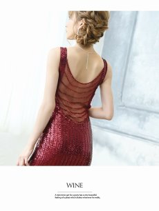 画像3: キャバドレス ロングドレス 主役ドレス スパンコール マーメイド Belsia(S/M/L)(ワイン/シルバー) (3)