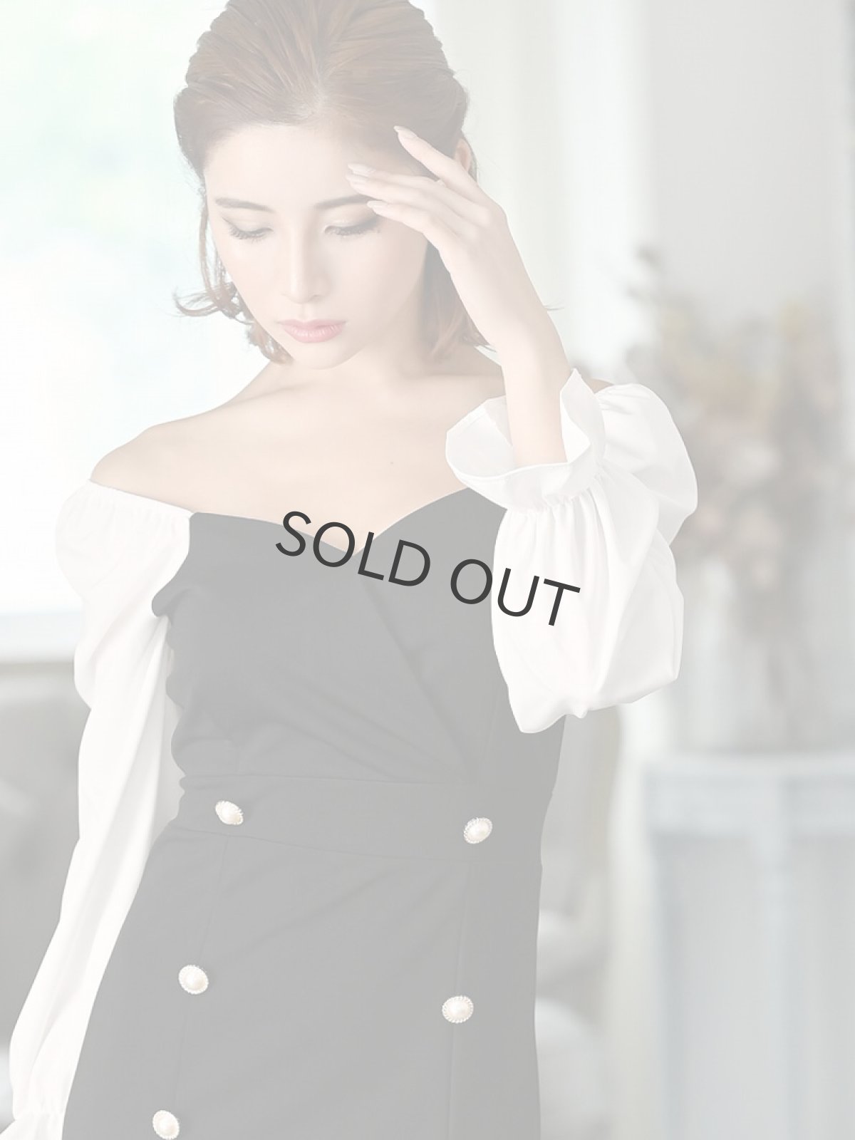 画像3: レトロ オフショルダー ハイウエスト バイカラー 袖フリル  DaysPiece(M/L)(ブラック) (3)