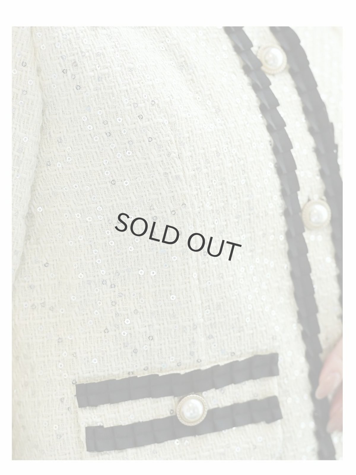 画像4: セットアップ ラメツイード パイピング ボックス ツイードスーツ Belsia(M/L)(ブラック/ホワイト) (4)