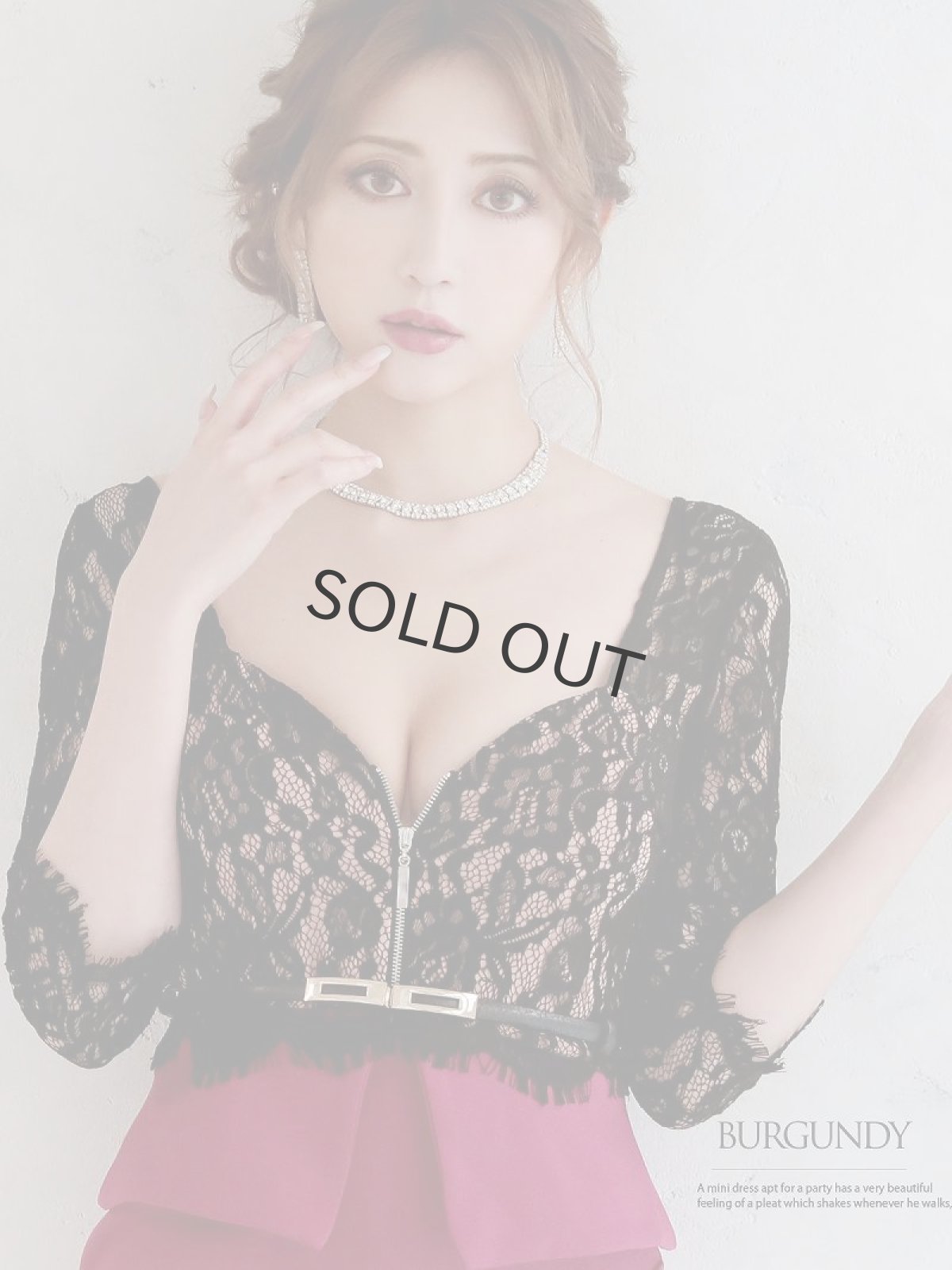 画像4: ジップ 谷間魅せ シアー レース ペプラム Belsia(S/M/L)(ターコイズ/バーガンディ) (4)