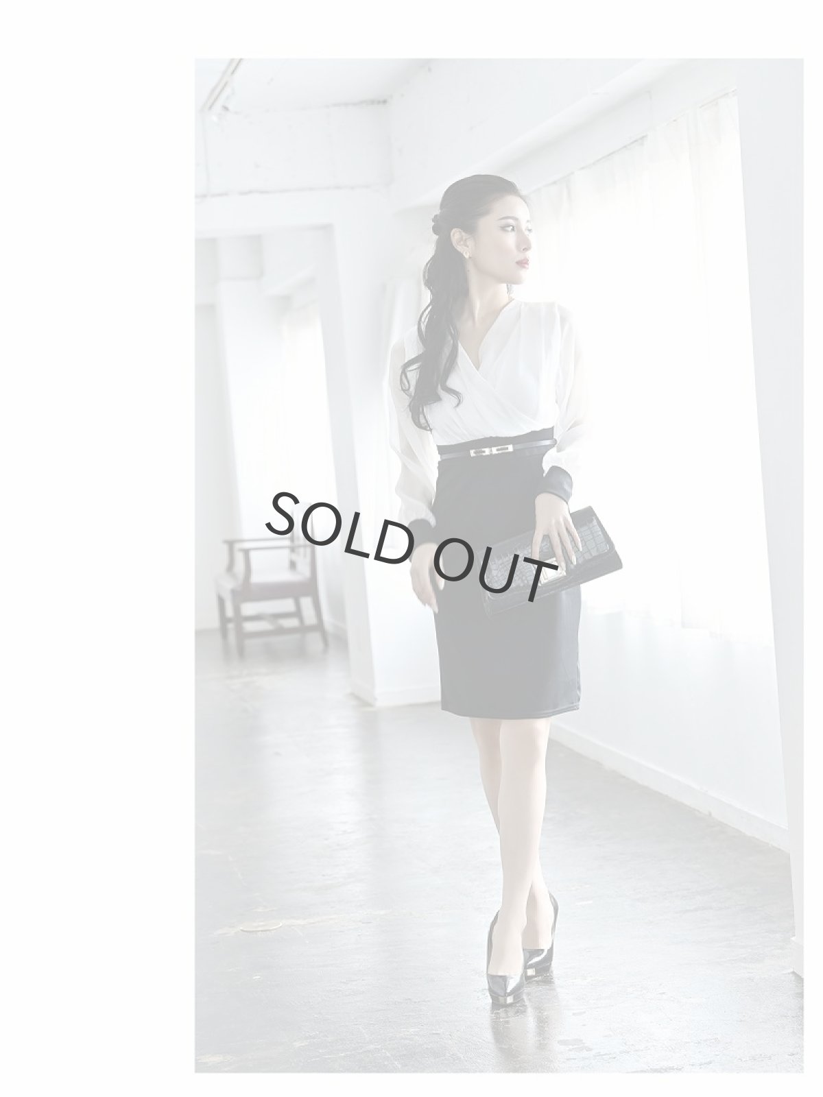 画像2: カシュクール 膝丈 シアー ストレッチ オーガンジー  DaysPiece(M/L/XL)(ホワイト/ブラック) (2)