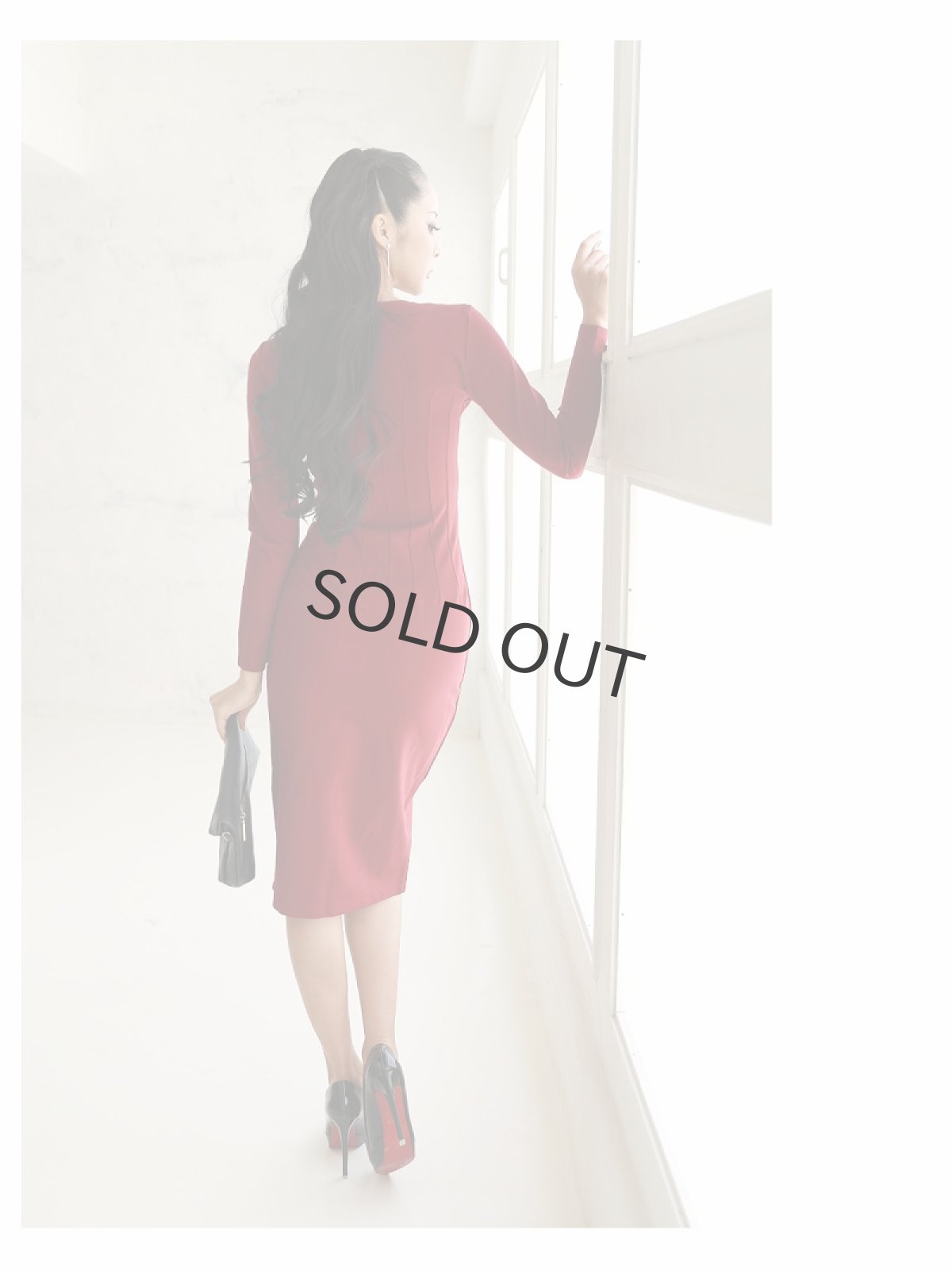 画像4: ジッパー ワンカラー ストレッチ 無地 スリット DaysPiece(S/M/L)(ワイン) (4)