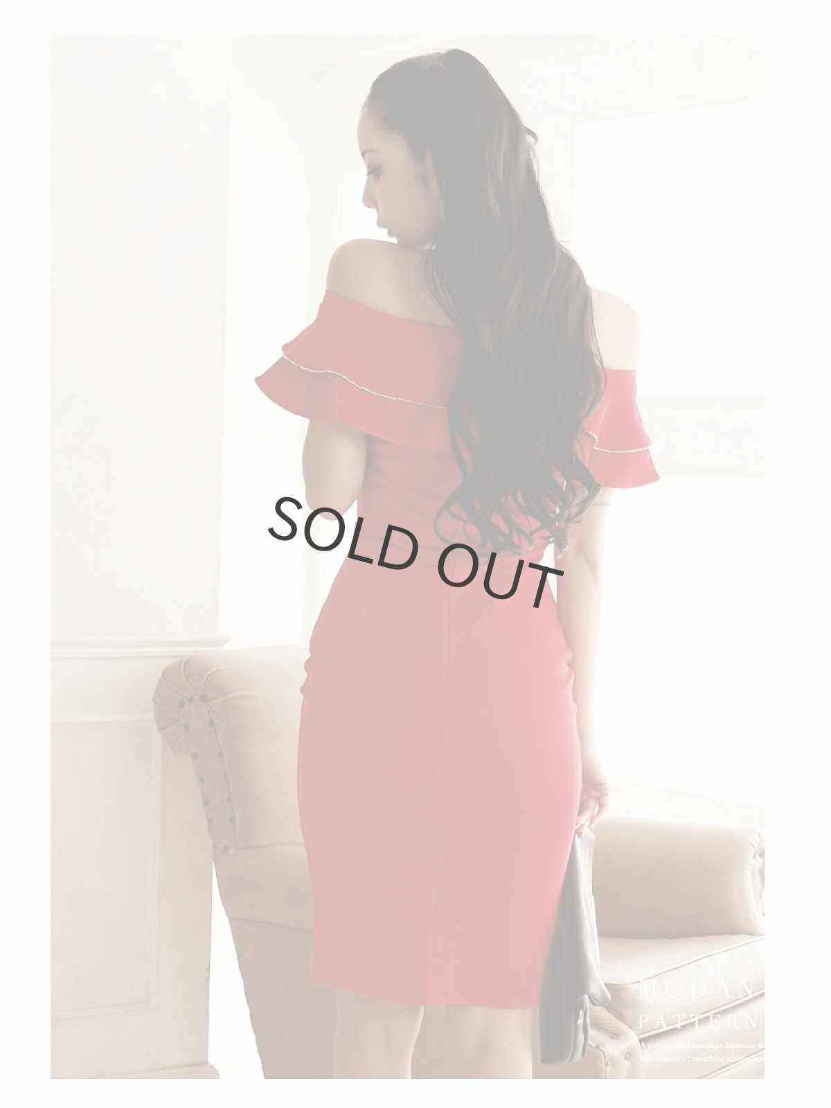 画像4: ワンカラー ビジュー 無地 フリル ストレッチ DaysPiece(S/M/L)(レッド) (4)