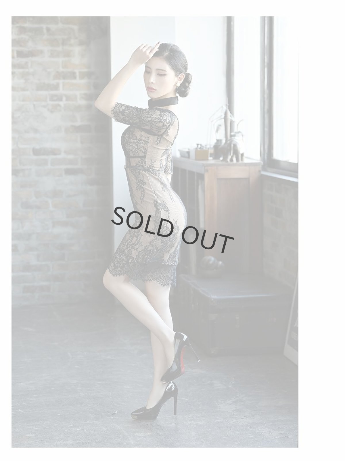 画像4: シアー 黒 レース 五分袖 タイト DaysPiece(S/M/L/XL)(ブラック) (4)