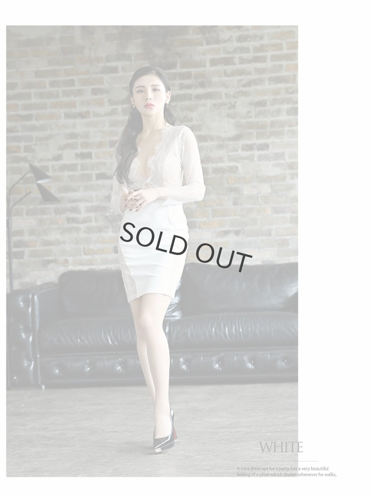 画像5: 谷間魅せ レース ナイトドレス サイドカット ベルト DaysPiece(S/M/L/XL)(ブラック/ホワイト) (5)