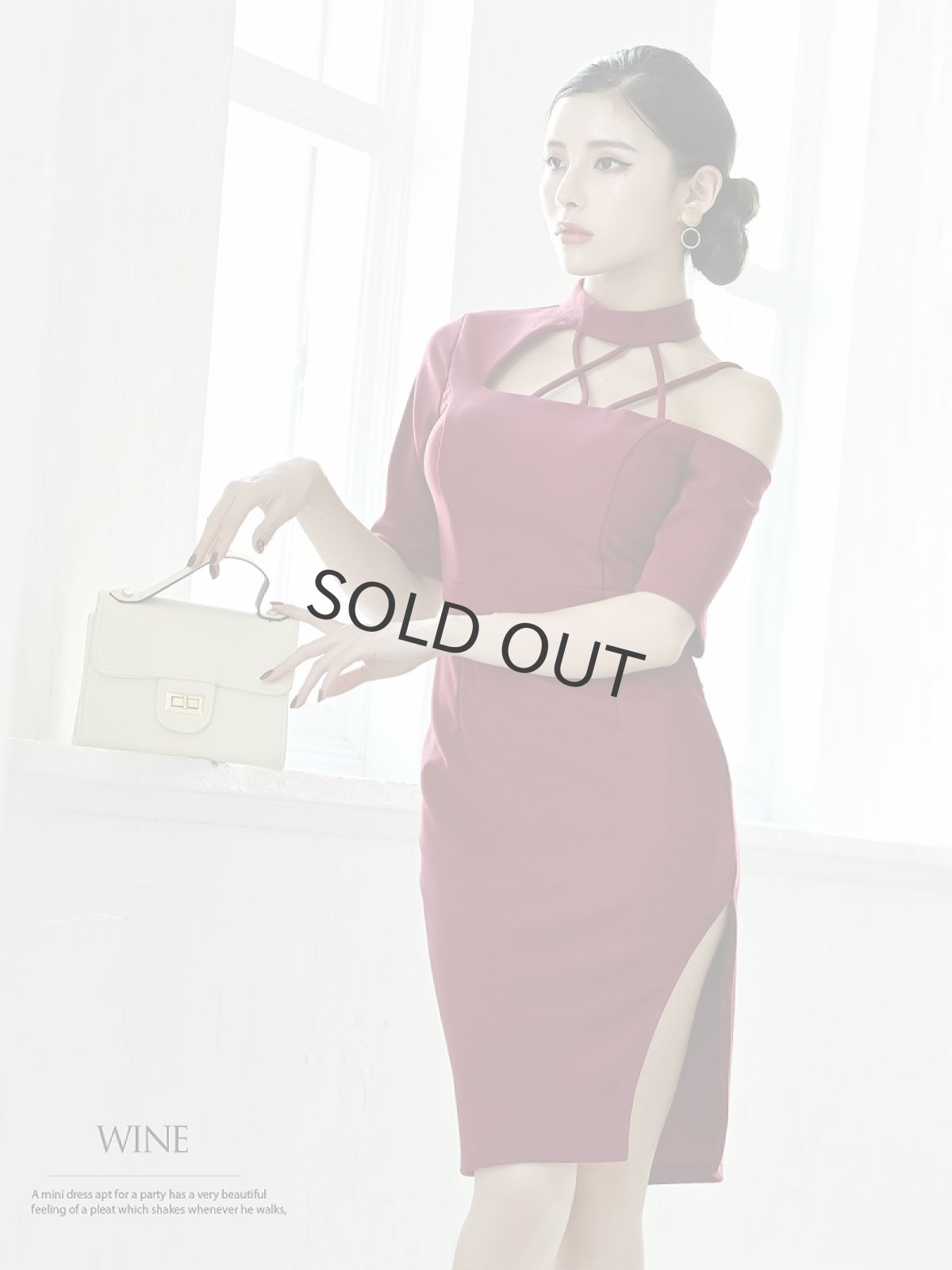 画像3: アシンメトリー 袖あり 大きいサイズ 膝丈 ワンカラー DaysPiece(S/M/L/XL)(ブラック/ワイン/ベージュ/ホワイト) (3)