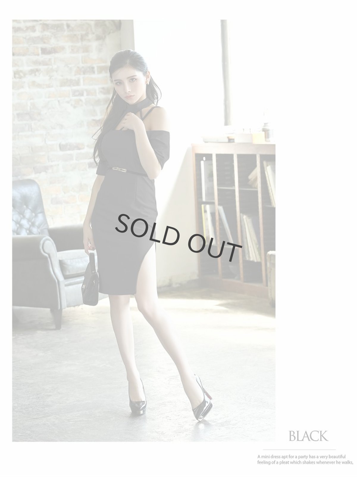 画像4: アシンメトリー 袖あり 大きいサイズ 膝丈 ワンカラー DaysPiece(S/M/L/XL)(ブラック/ワイン/ベージュ/ホワイト) (4)