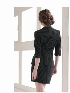 画像5: キャバスーツ スーツ キャバスーツ ナイトスーツ ストライプ セットアップ Belsia(S/M/L/XL)(ブラック) (5)