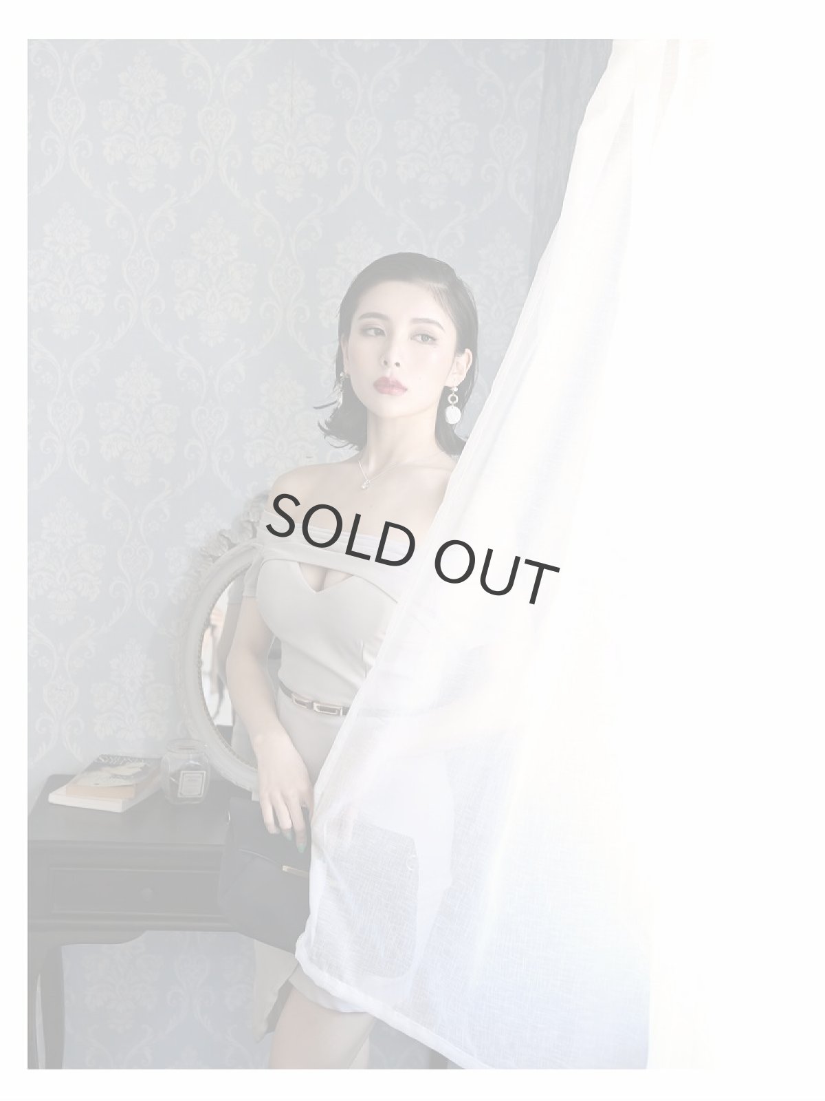 画像4: キャバドレス ナイトドレス キャバワンピース 袖付き オフショル DaysPiece(S/M/L)(グレー/ピンク/ブルー) (4)