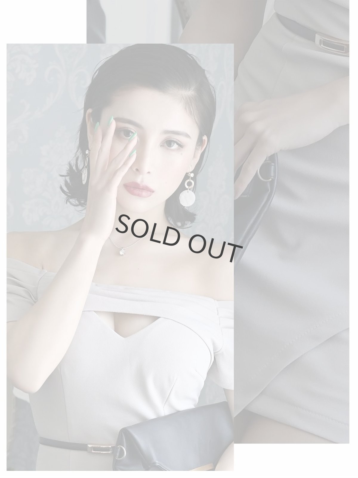 画像5: キャバドレス ナイトドレス キャバワンピース 袖付き オフショル DaysPiece(S/M/L)(グレー/ピンク/ブルー) (5)