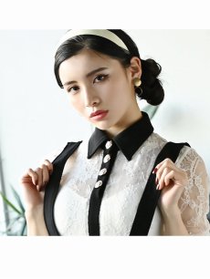 画像3: キャバクラドレス キャバドレス ナイトドレス 韓国風 モノクロ DaysPiece(S/M/L/XL)(ホワイト) (3)