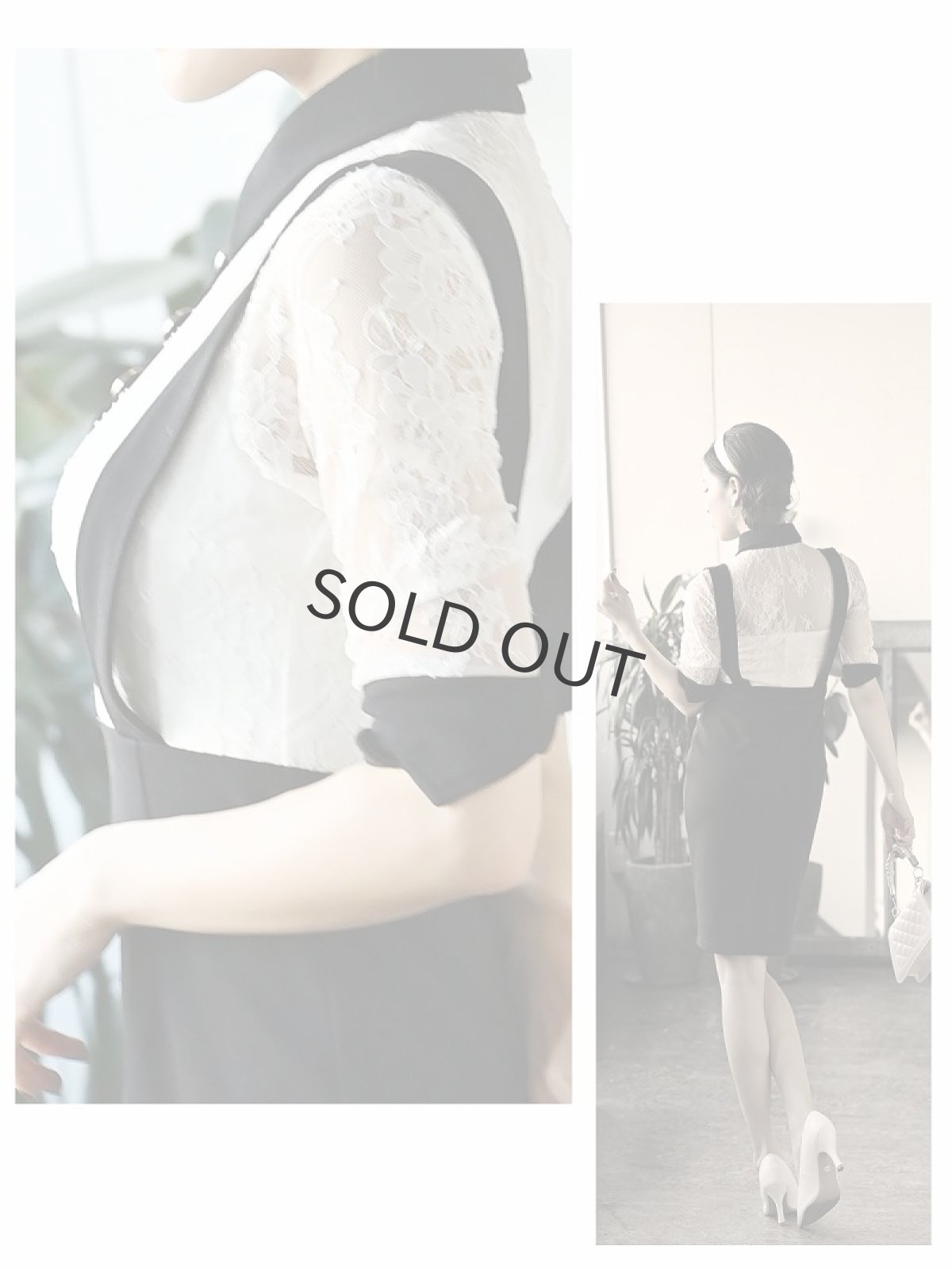 画像4: キャバクラドレス キャバドレス ナイトドレス 韓国風 モノクロ DaysPiece(S/M/L/XL)(ホワイト) (4)