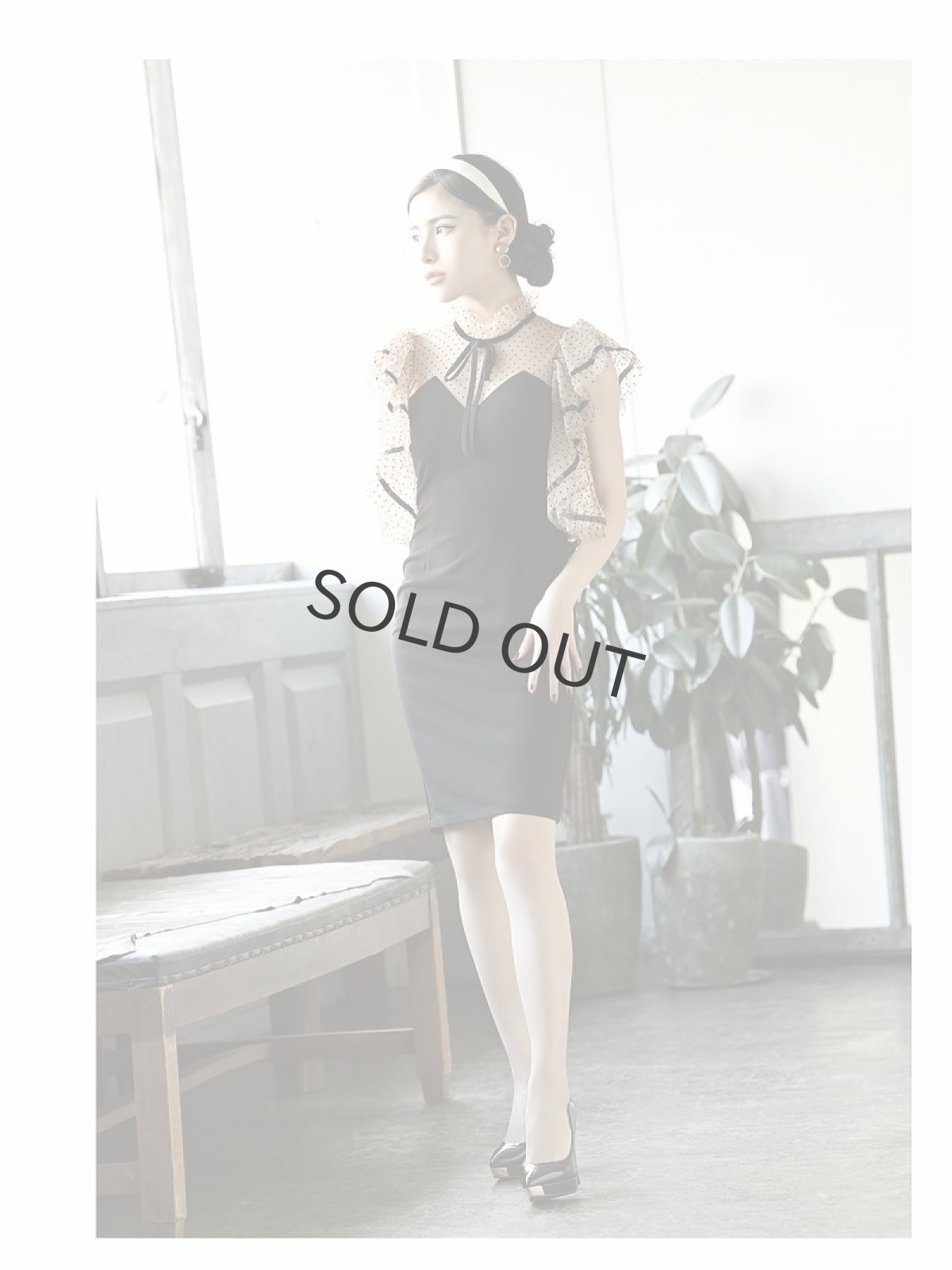 画像2: キャバドレス キャバクラドレス 韓国風 フリル袖 シアー DaysPiece(S/M/L)(ブラック) (2)