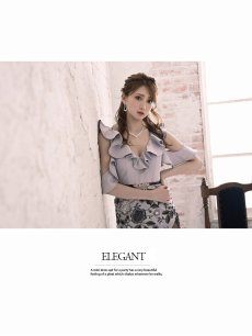 画像2: 花柄 フリル 谷間 シアー オープンショルダー Belsia(S/M/L)(グレー) (2)
