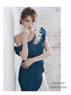 画像5: 総レース バストカット ワンショルダー アシメ フラワー刺繍 Belsia(S/M/L)(ピンク/ターコイズ/ワイン) (5)