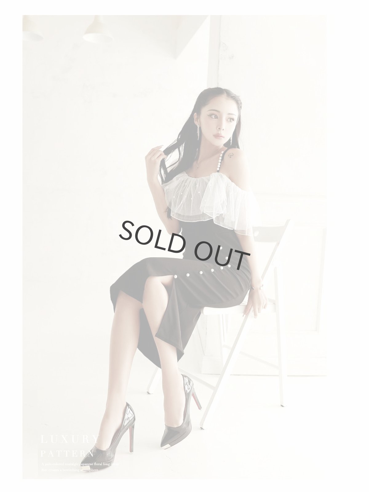 画像2: ワンショルダー オフショルダー パール キャミソール スリット DaysPiece(M/L)(ブラック) (2)