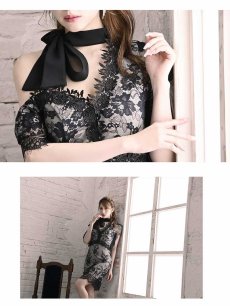 画像2: 総レース 立体刺繍 花柄 ブラック リボン Belsia(S/M/L)(ブラック) (2)
