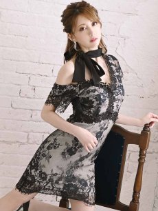 画像5: 総レース 立体刺繍 花柄 ブラック リボン Belsia(S/M/L)(ブラック) (5)