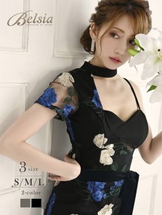 画像1: フラワー 刺繍レース タイト シアー アシンメトリー Belsia(S/M/L)(グレー/ブラック) (1)