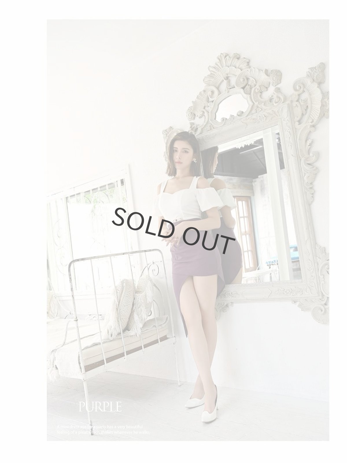 画像2: バイカラー アシンメトリー 膝丈 パフスリーブ キャミドレス DaysPiece(S/M/L)(グリーン/イエロー/パープル) (2)