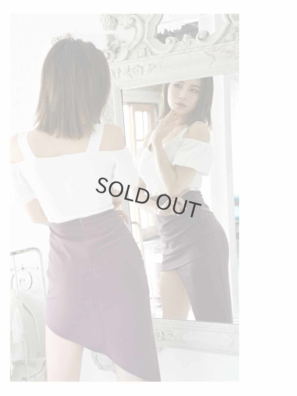 画像4: バイカラー アシンメトリー 膝丈 パフスリーブ キャミドレス DaysPiece(S/M/L)(グリーン/イエロー/パープル) (4)