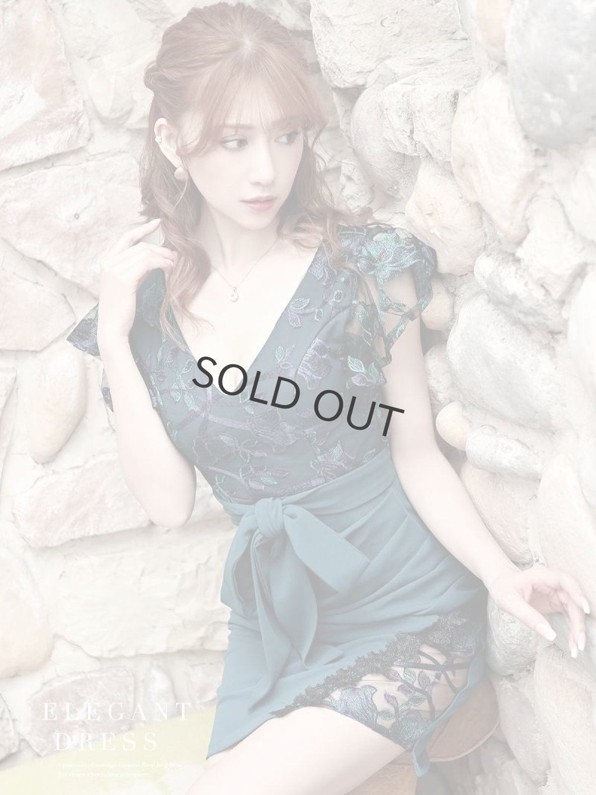 画像5: フラワー Vネック リボン シアー レース袖 Belsia(S/M/L)(ホワイト/グレー/グリーン) (5)