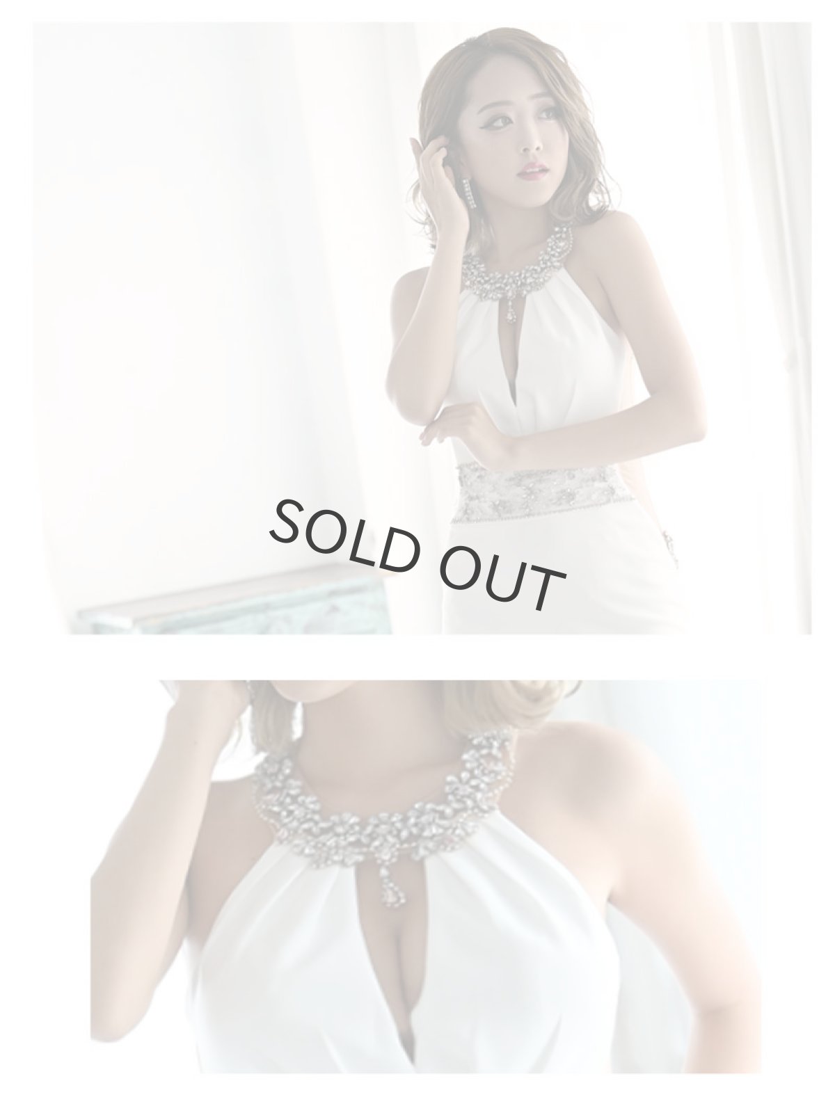 画像3: キャバドレス ミニ ホルターネック 谷間 ビジュー タック タイト AngelR(S/M)(ホワイト/ワインレッド/マスタード/モカ) (3)