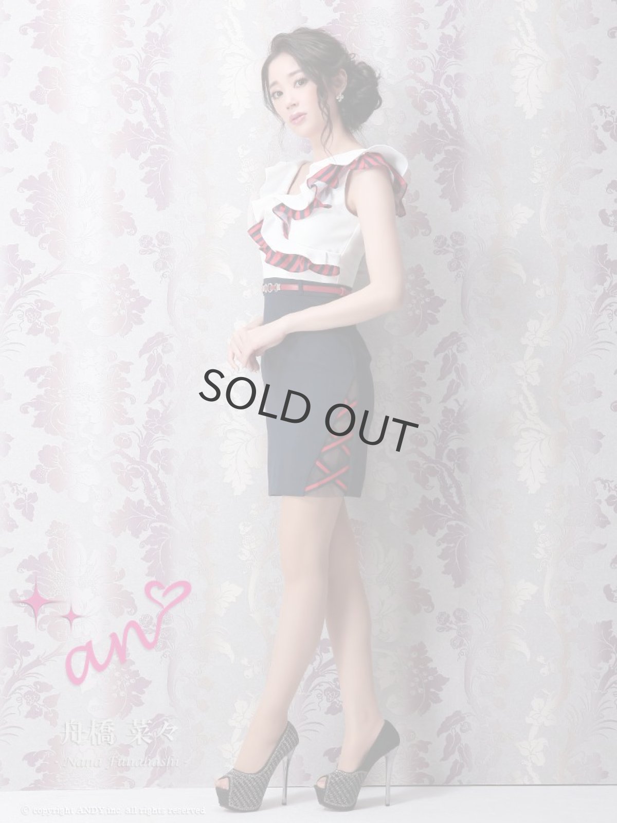 画像4: キャバドレス ミニ ITK フリル トリコロール 珍しい 高級ドレス an(S/M)(ホワイト×ネイビー) (4)