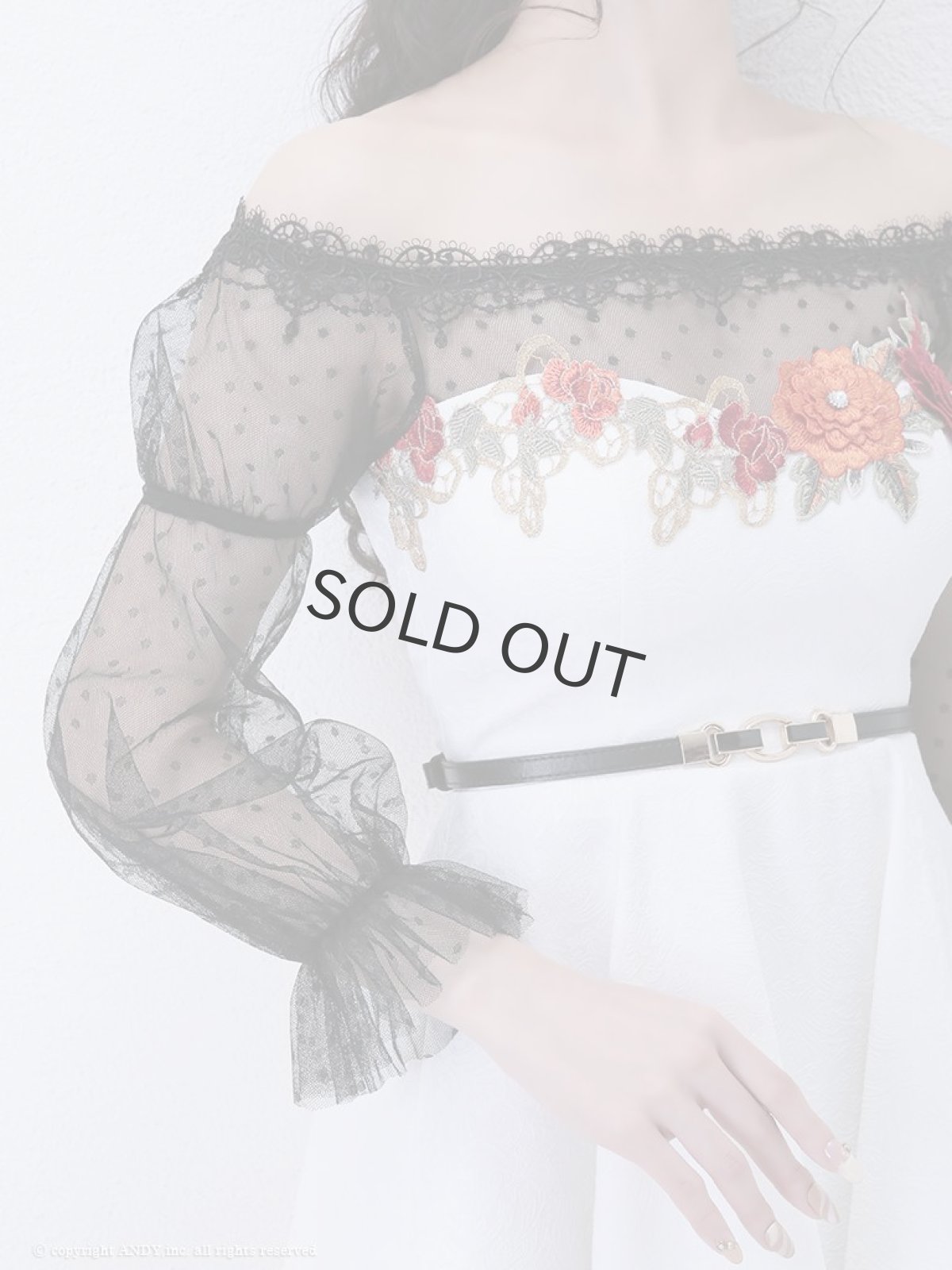 画像2: キャバドレス ミニ ITK 袖付き フレア 高級 立体刺繍 an(S)(ホワイト) (2)