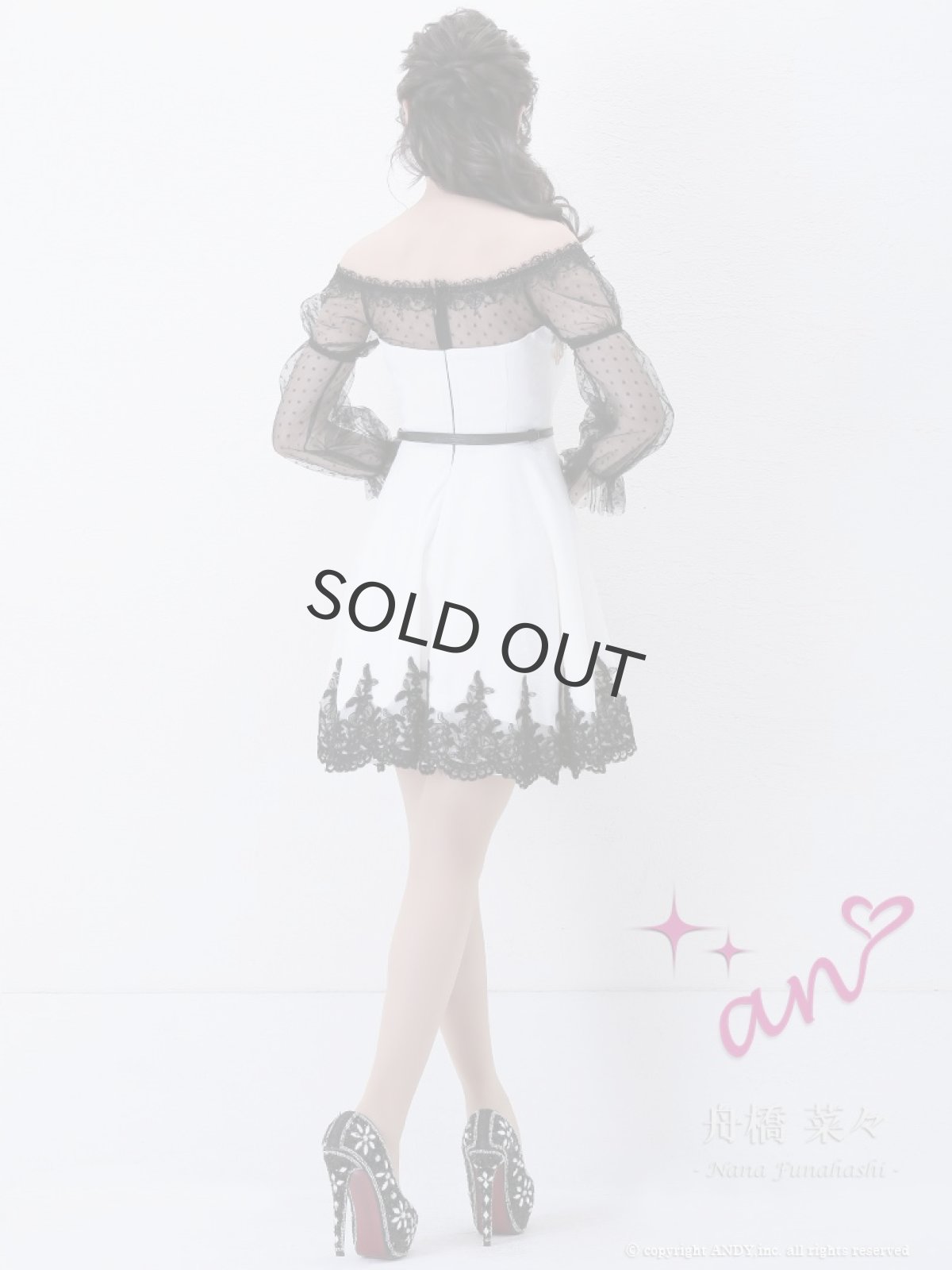 画像4: キャバドレス ミニ ITK 袖付き フレア 高級 立体刺繍 an(S)(ホワイト) (4)