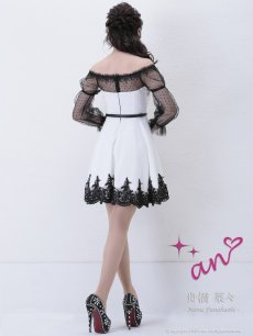 画像4: キャバドレス ミニ ITK 袖付き フレア 高級 立体刺繍 an(S)(ホワイト) (4)
