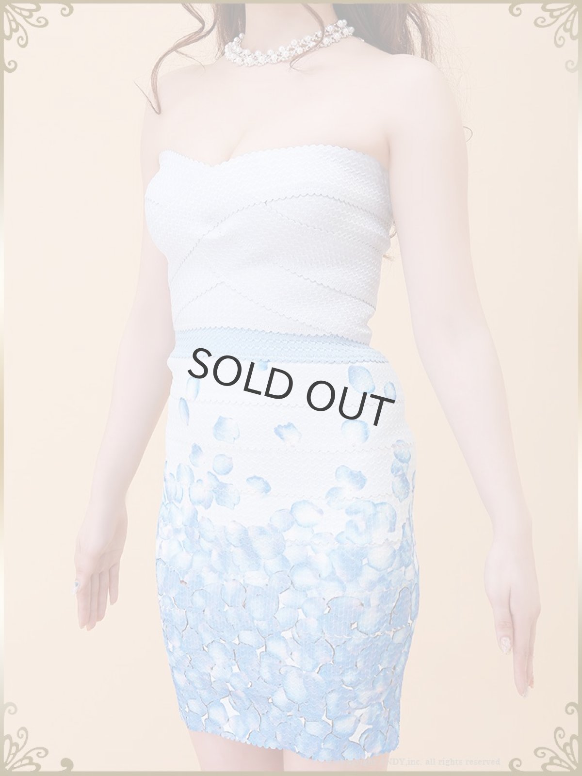 画像3: キャバドレス ミニ ITK 花柄 グラデーション ベアドレス タイト an(S/M)(ブルー/ピンク) (3)