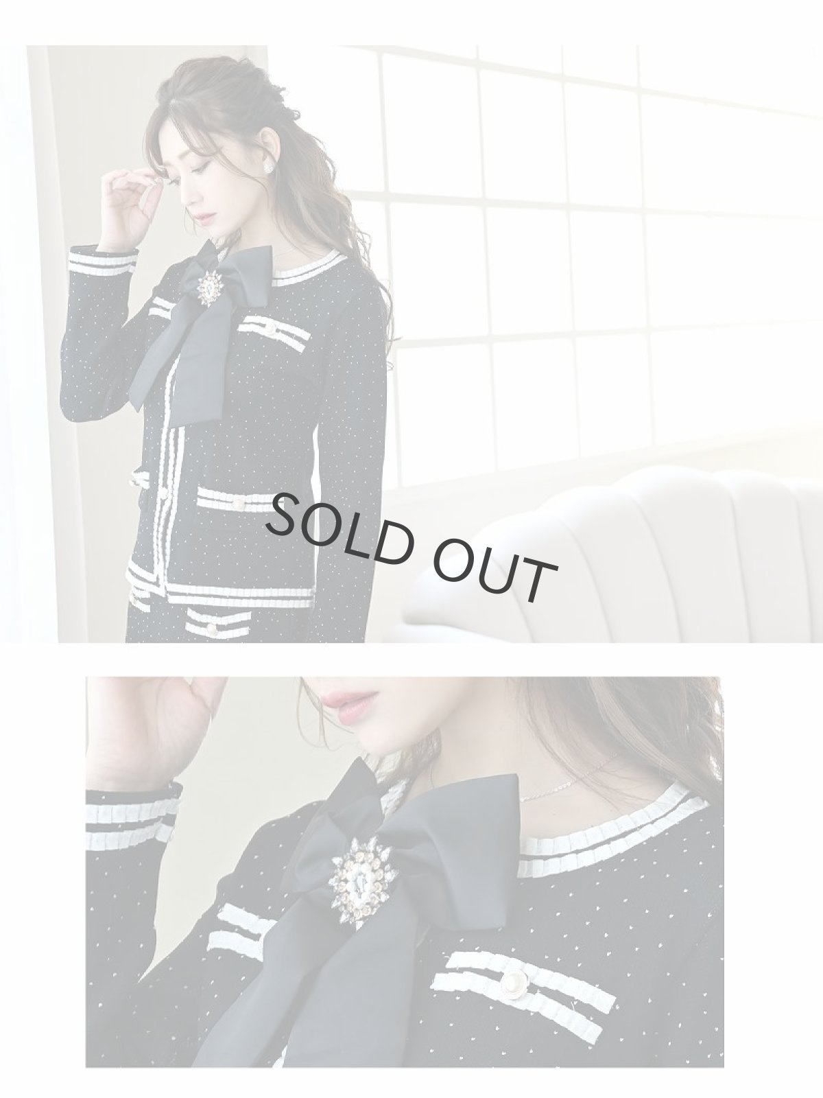 画像3: キャバスーツ 美脚 スーツ セットアップ キャバスーツ リボン Belsia(M)(ブラック) (3)