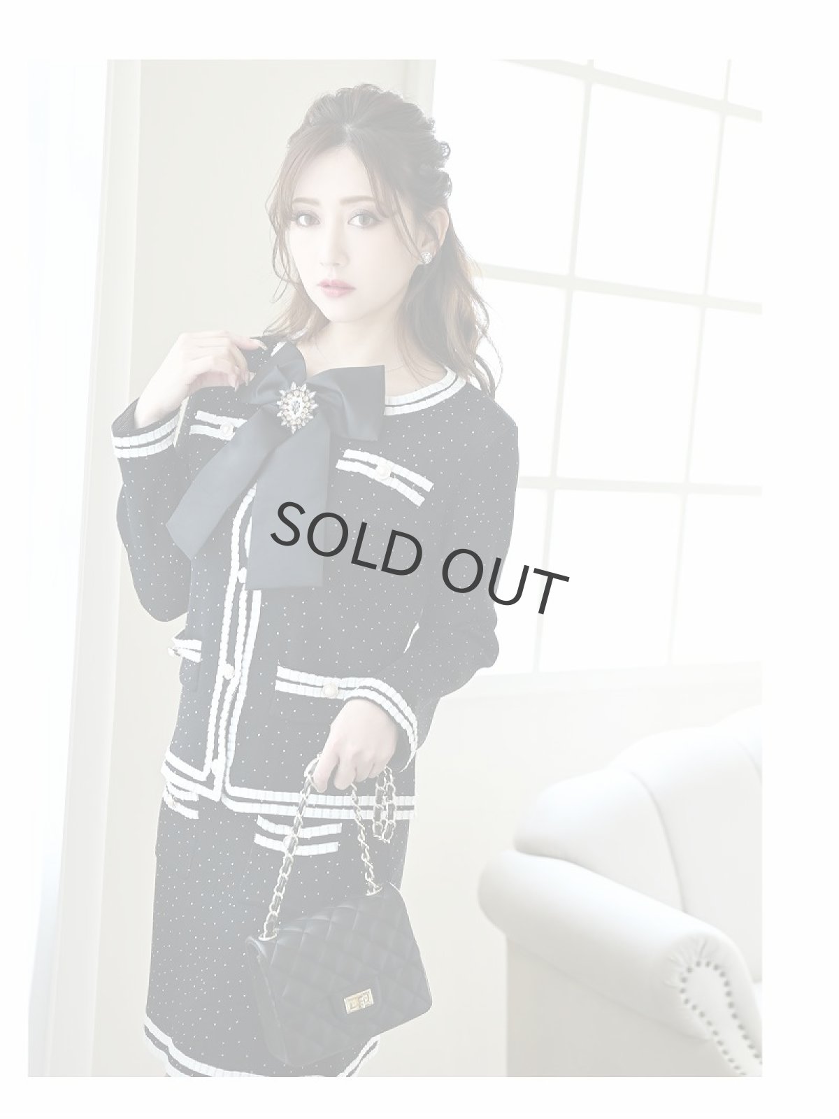 画像5: キャバスーツ 美脚 スーツ セットアップ キャバスーツ リボン Belsia(M)(ブラック) (5)