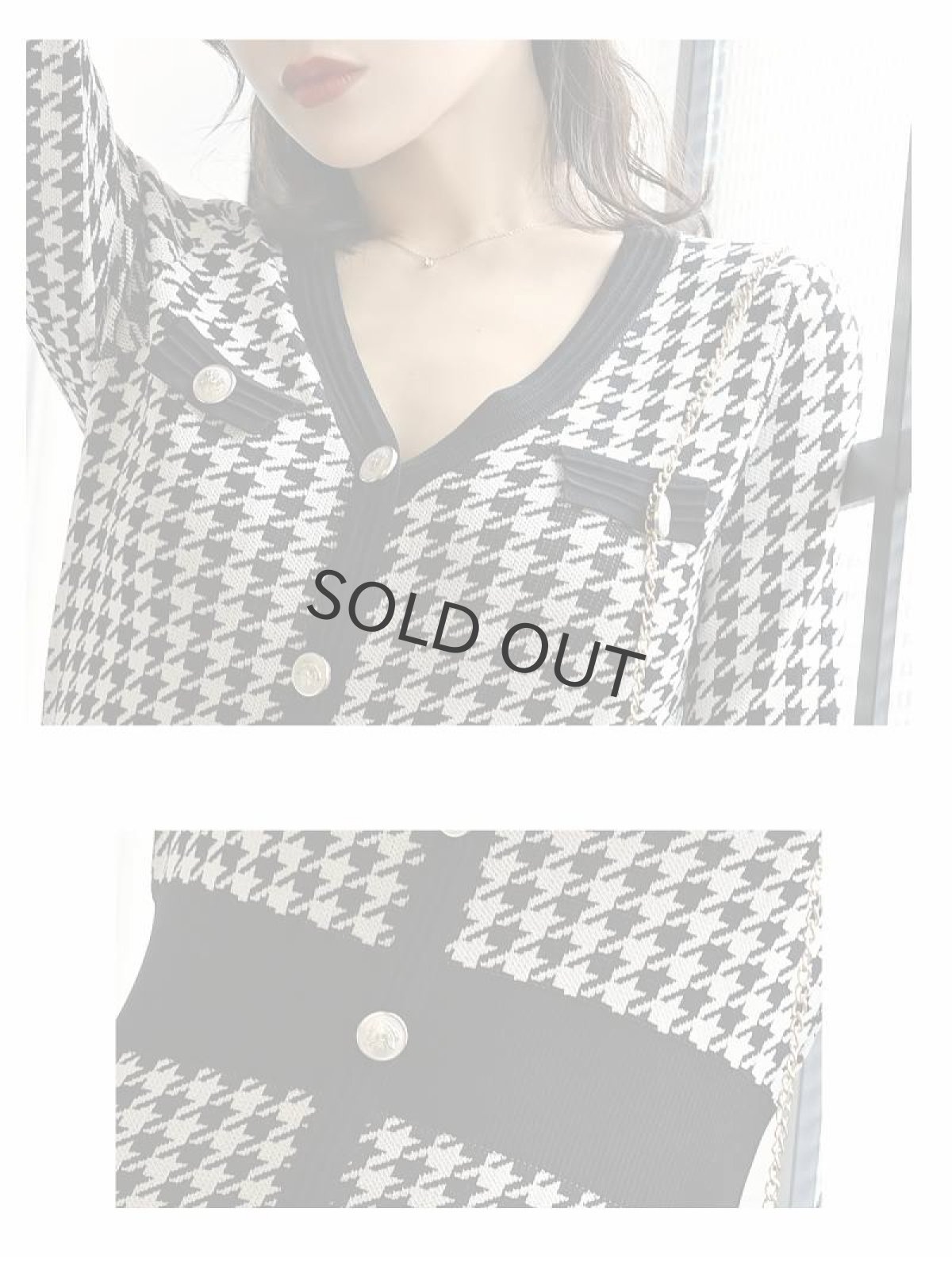 画像3: ワンピース キャバドレス 韓国風 千鳥柄 ロング お出かけ デート DaysPiece(M)(ブラック) (3)